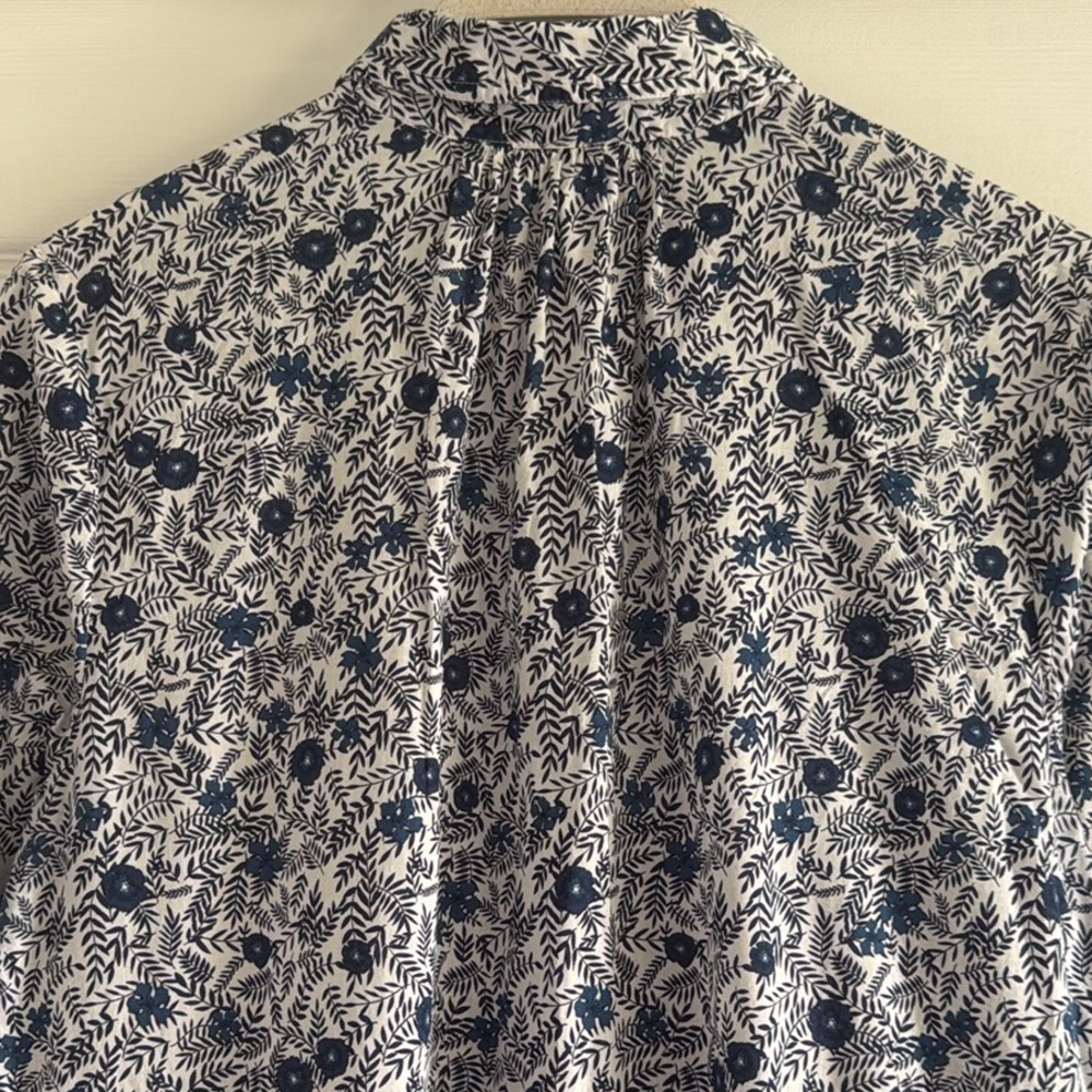 J. Crew Navy and White Floral Long-Sleeve Button Dress - Picture 9 of 16
